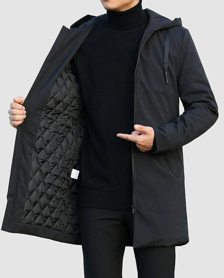 Men’s Jacket with Hood and Quilted Lining - Front [Lystr 6a9954874672f3a84be79e96:front]