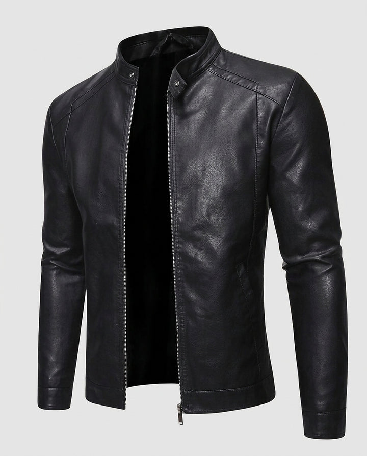 Men’s Jacket with Stand-Up Collar and Zippers - Front [Lystr 6a99548c4672f3a84be79e99:front]