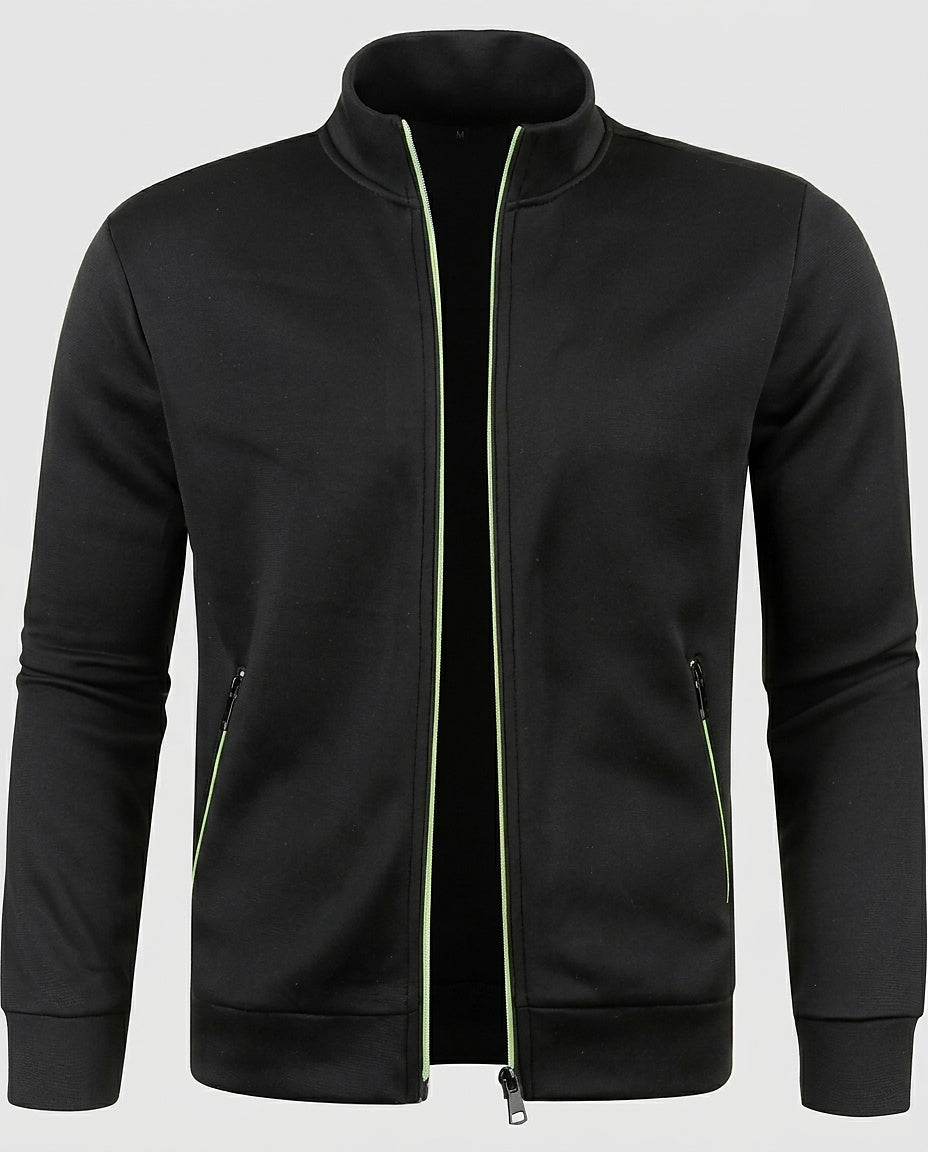 Men’s Full-Zip Jacket with Stand-Up Collar - Front [Lystr 6a9954974672f3a84be79e9c:front]