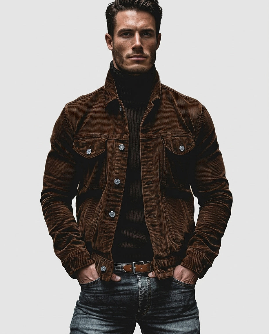 Men’s Buttoned Jacket with Collar - Front [Lystr 6a9955e44672f3a84be79eb7:front]