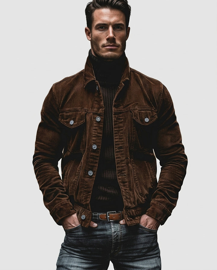 Men’s Buttoned Jacket with Collar - Front [Lystr 6a9955e44672f3a84be79eb7:front]