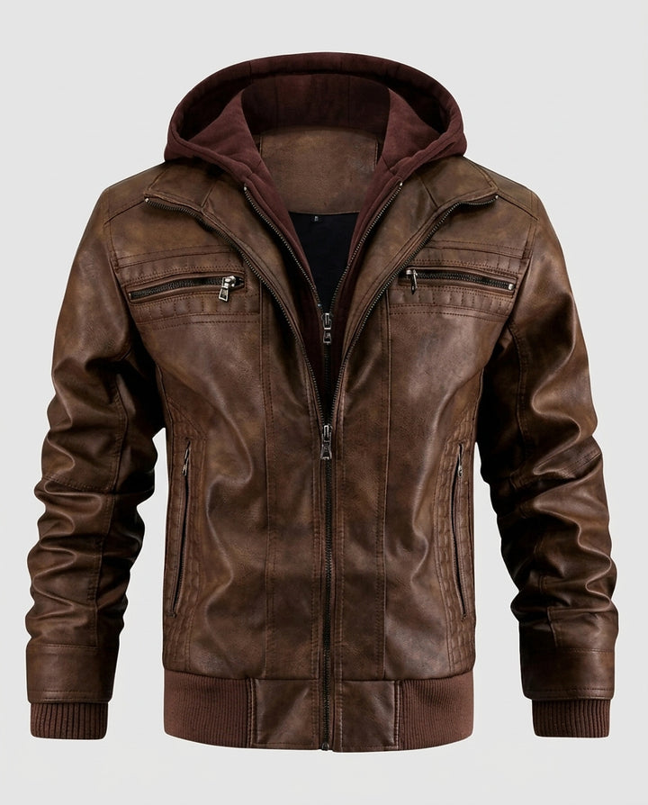 Men's Jacket with Hood and Pockets - Front [Lystr 6a9957c34672f3a84be79ebd:front]