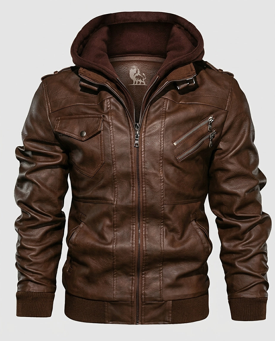 Men's Hooded Jacket with Zip Pockets - Front [Lystr 6a9957c74672f3a84be79ec0:front]