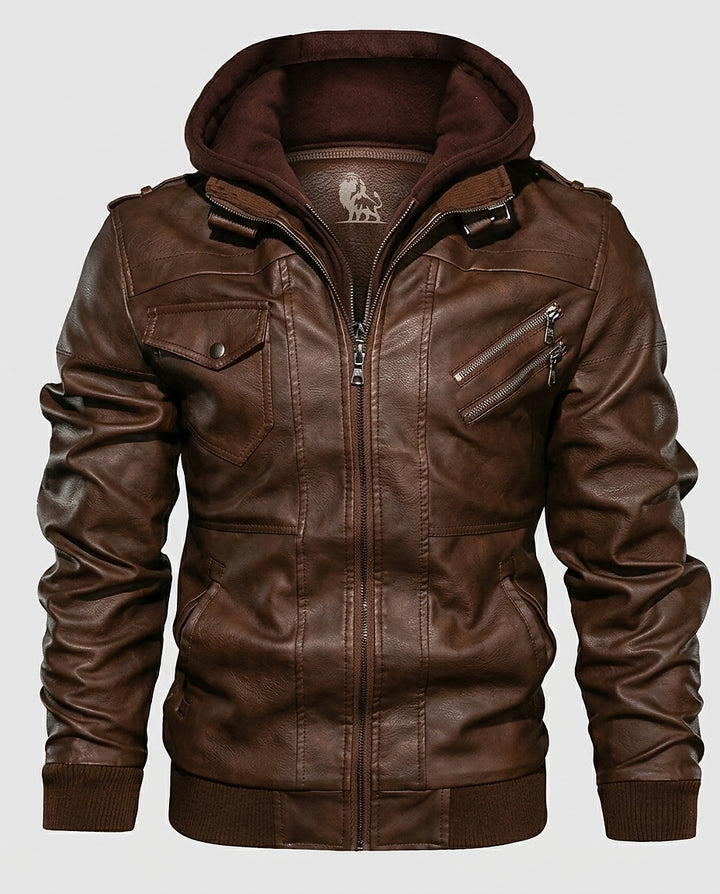 Men's Hooded Jacket with Zip Pockets - Front [Lystr 6a9957c74672f3a84be79ec0:front]