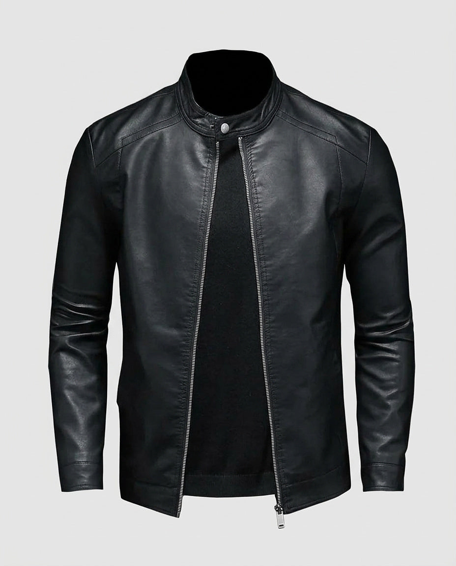 Men's Jacket with High Collar and Front Zipper - Front [Lystr 6a9957ec4672f3a84be79ecf:front]