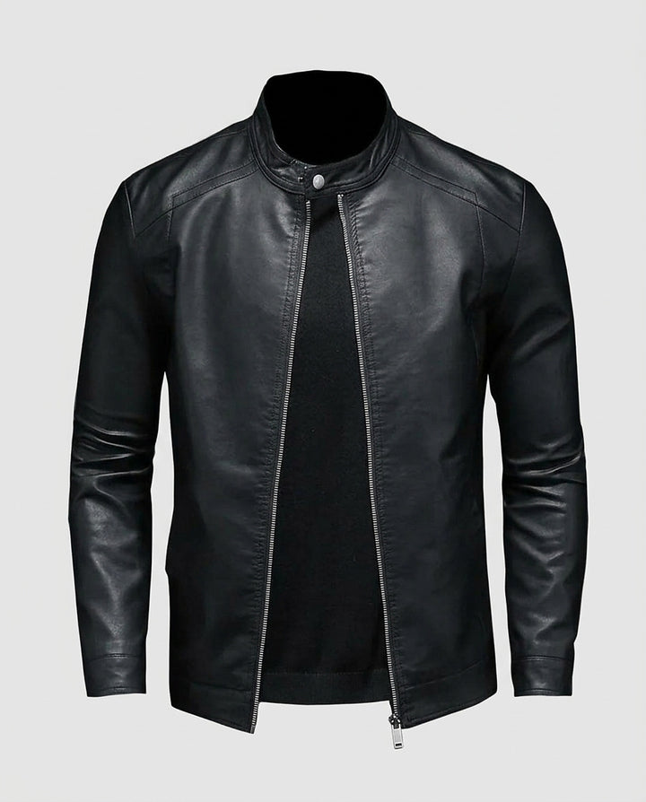 Men's Jacket with High Collar and Front Zipper - Front [Lystr 6a9957ec4672f3a84be79ecf:front]