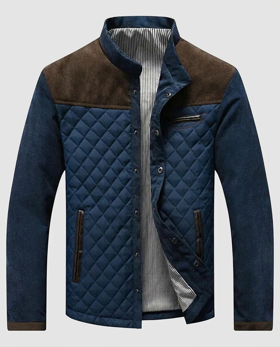 Men's Jacket with Quilted Pattern and Snap Closure - Front [Lystr 6a9957f14672f3a84be79ed2:front]