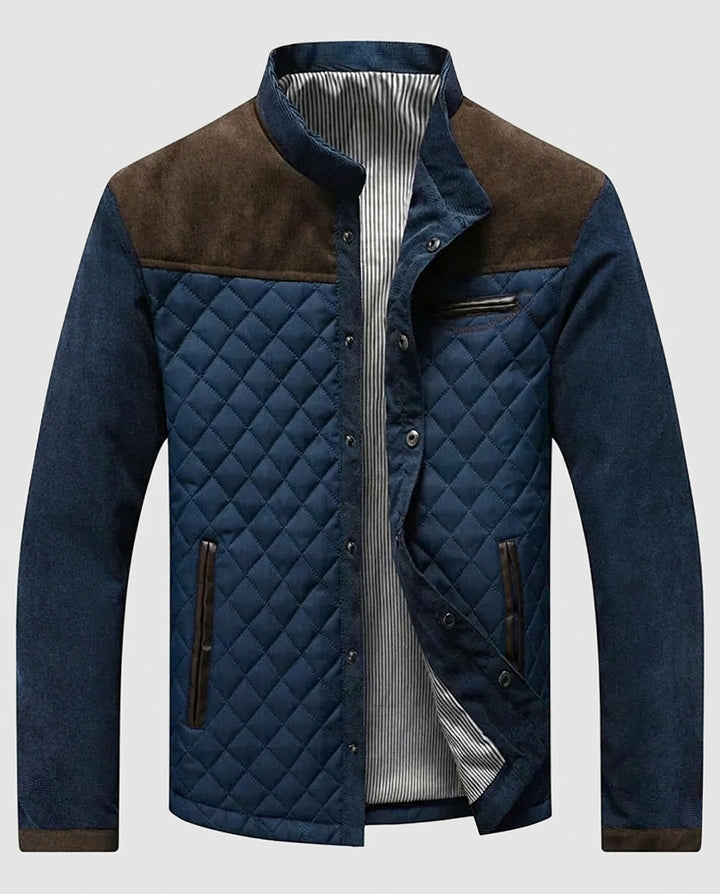 Men's Jacket with Quilted Pattern and Snap Closure - Front [Lystr 6a9957f14672f3a84be79ed2:front]