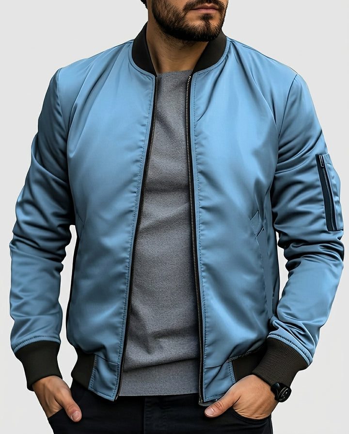 Men's Bomber Jacket with Pockets - Front [Lystr 6a9957f54672f3a84be79ed5:front]
