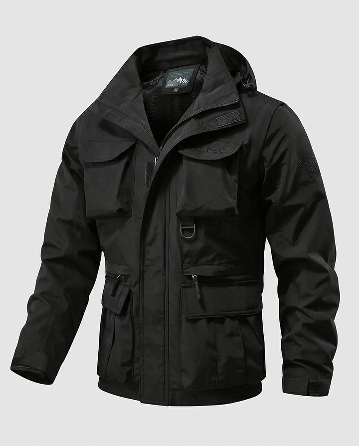 Men's Hooded Jacket with Multiple Pockets - Front [Lystr 6a9957ff4672f3a84be79ed8:front]