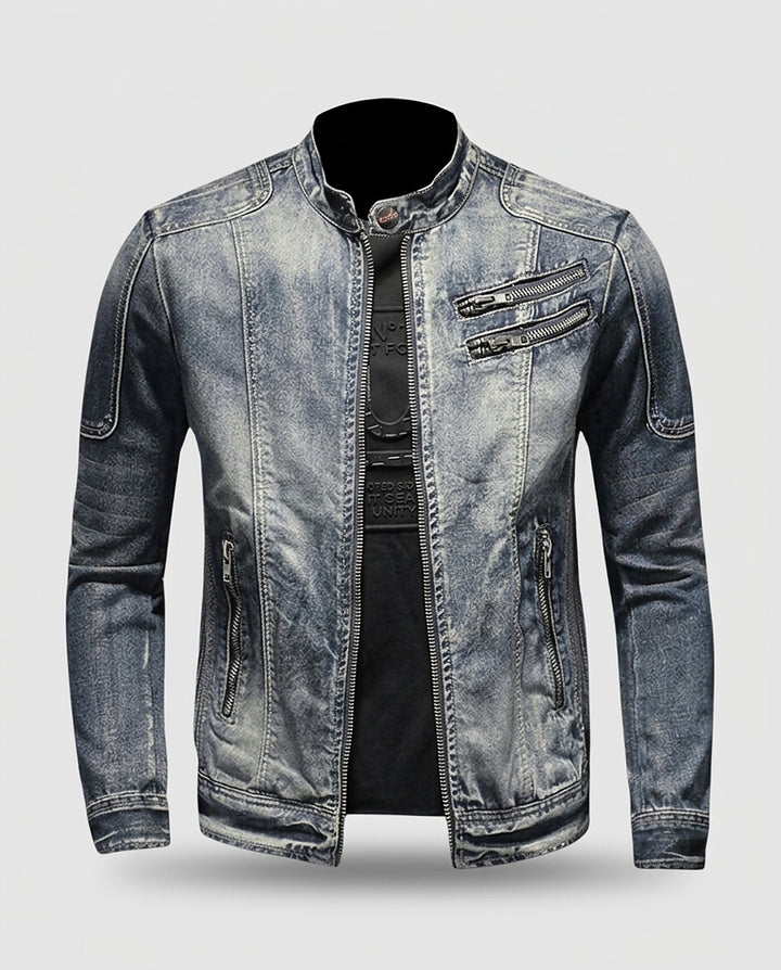 Men's Jacket with High Collar and Multiple Pockets - Front [Lystr 6a9958b54672f3a84be79ede:front]