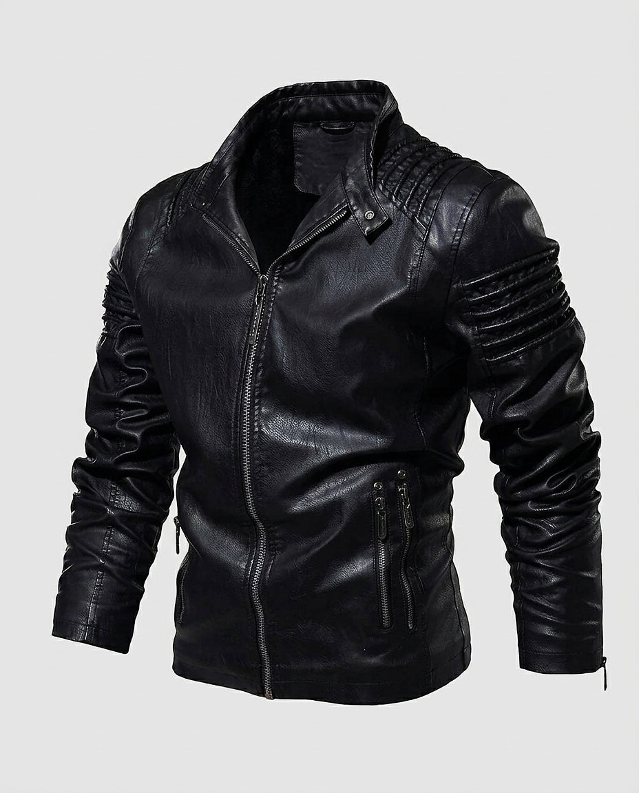 Men's Jacket with Snap Button and Zipper Closure - Front [Lystr 6a9958e04672f3a84be79ef3:front]