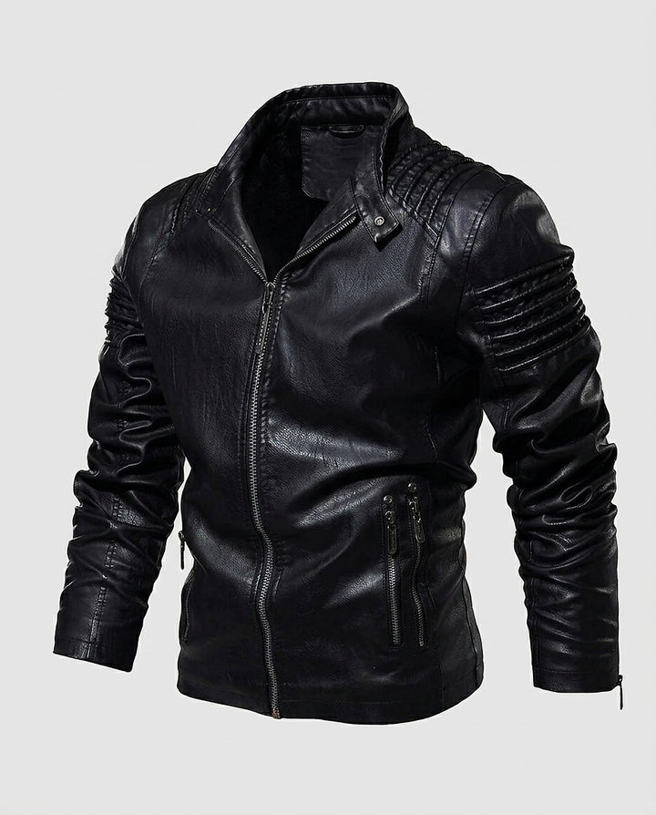 Men's Jacket with Snap Button and Zipper Closure - Front [Lystr 6a9958e04672f3a84be79ef3:front]