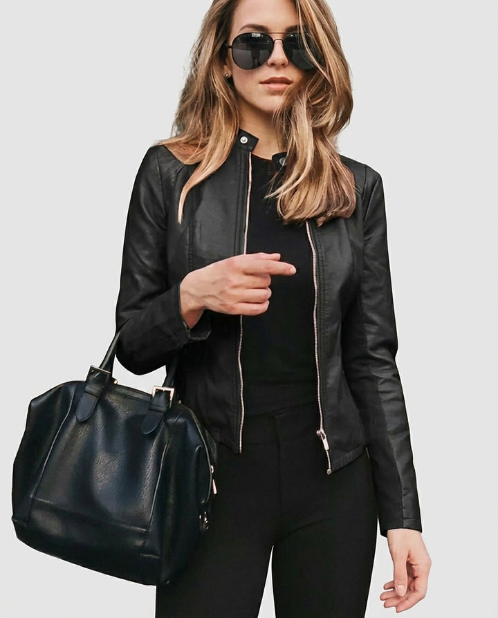 Women's Jacket with Front Zip and Collar - Front [Lystr 6a9958ec4672f3a84be79ef6:front]