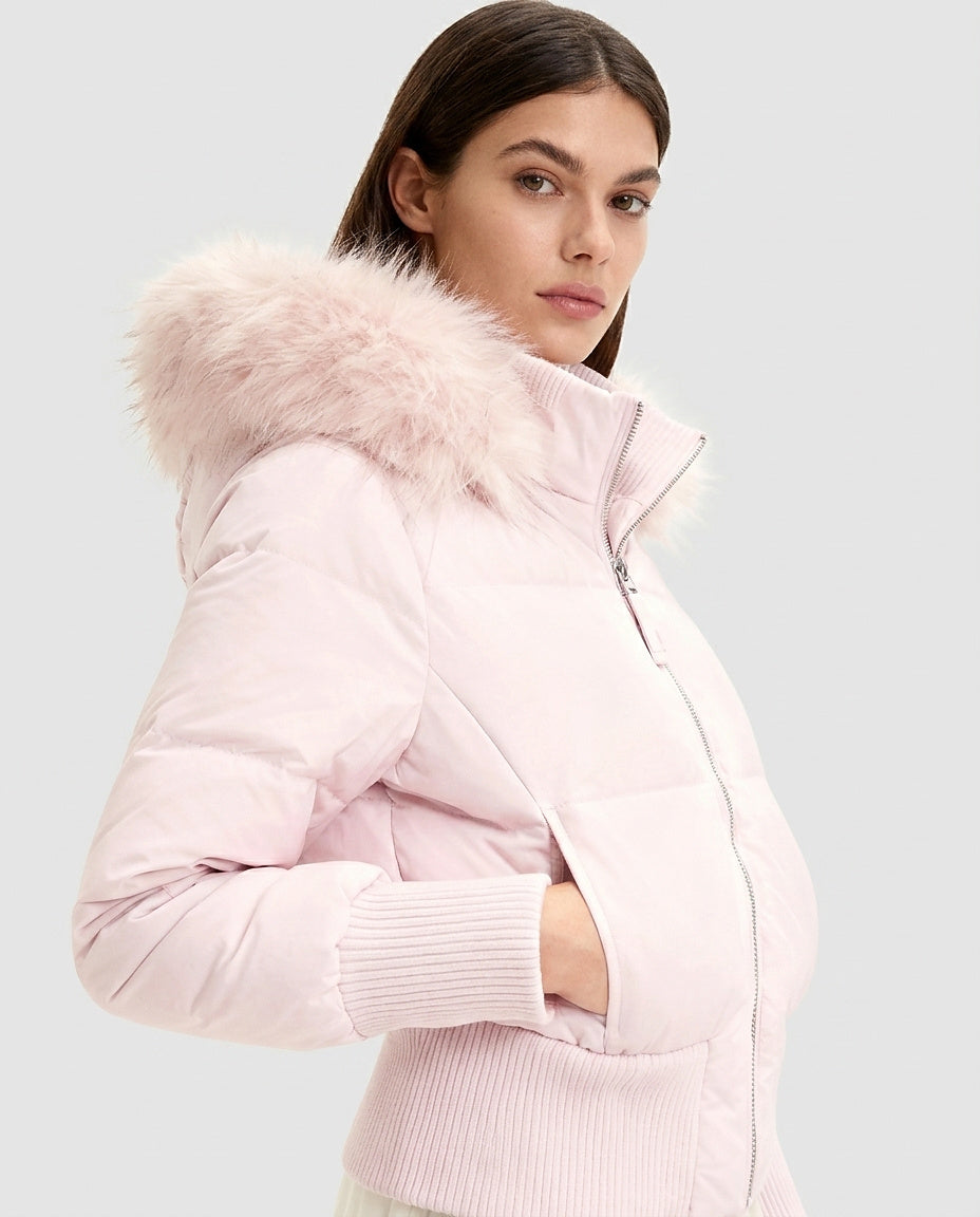 Women’s Puffer-Style Jacket with Ribbed Cuffs - Front [Lystr 6a995b7da2df0539741c0592:front]