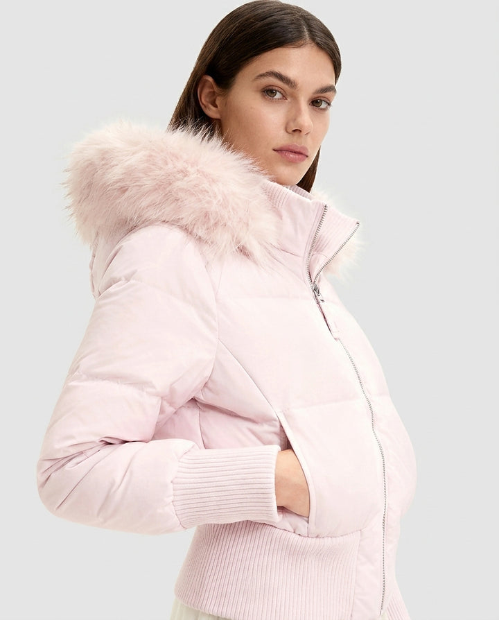 Women’s Puffer-Style Jacket with Ribbed Cuffs - Front [Lystr 6a995b7da2df0539741c0592:front]