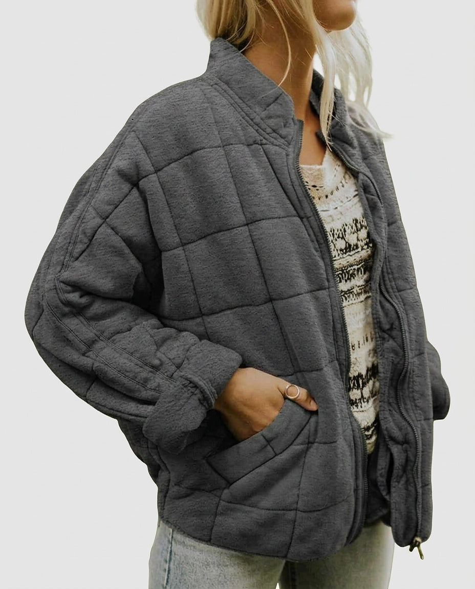 Women’s Quilted Jacket with Stand Collar - Front [Lystr 6a995ba3a2df0539741c05a4:front]