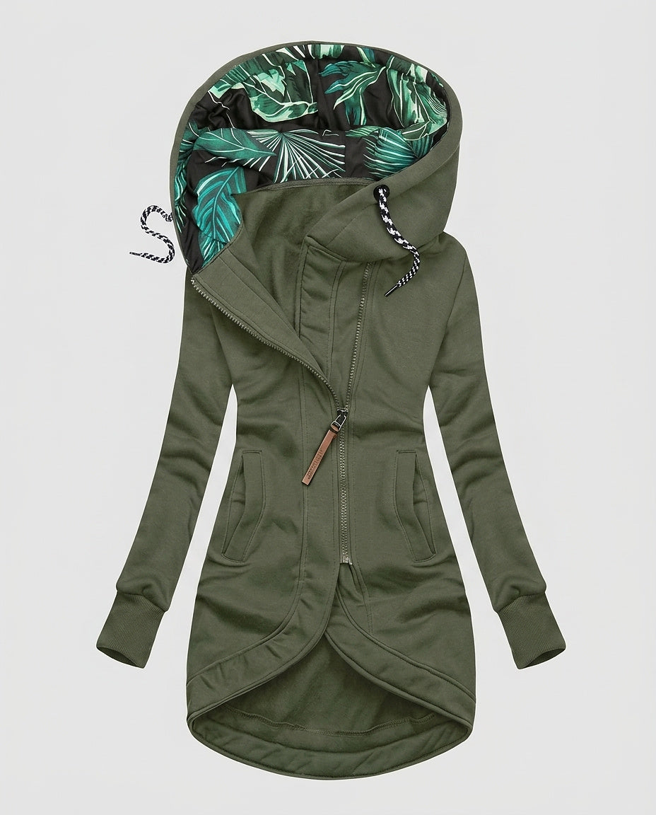 Women’s Jacket with Hood and Asymmetrical Closure - Front [Lystr 6a995ba9a2df0539741c05a7:front]