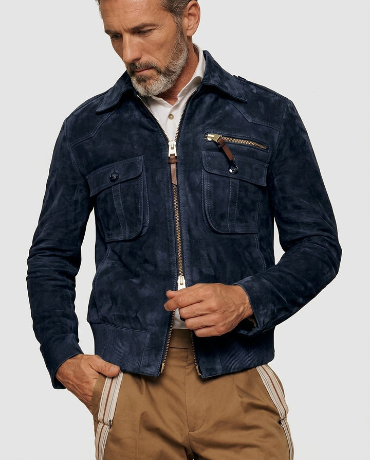 Men’s Jacket with Point Collar and Multiple Pockets - Front [Lystr 6a995c6da2df0539741c05bc:front]
