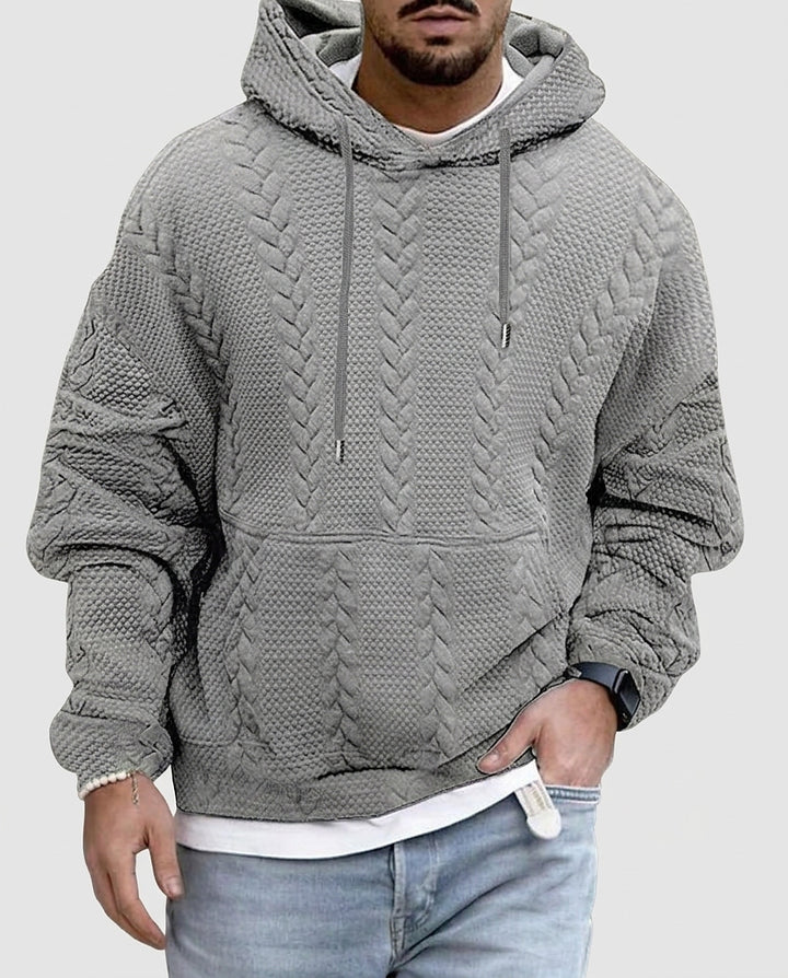 Men’s Hoodie with Cable Knit Pattern - Front [Lystr 6a995c71a2df0539741c05bf:front]