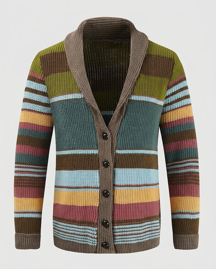 Men's vest with shawl collar and stripes - Front [Lystr 6a995c8fa2df0539741c05cb:front]