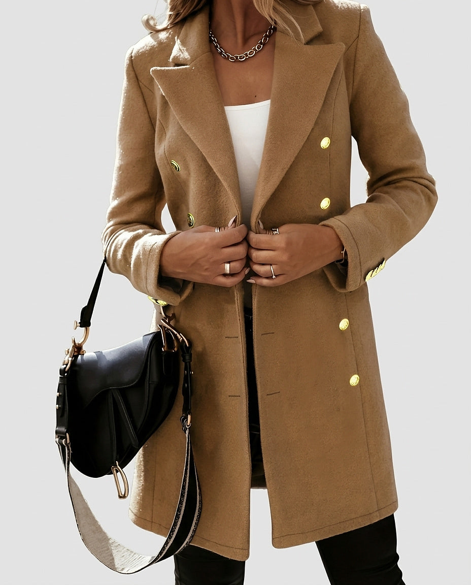Women's Mid-Length Button Coat - Front [Lystr 6a995c98a2df0539741c05d1:front]