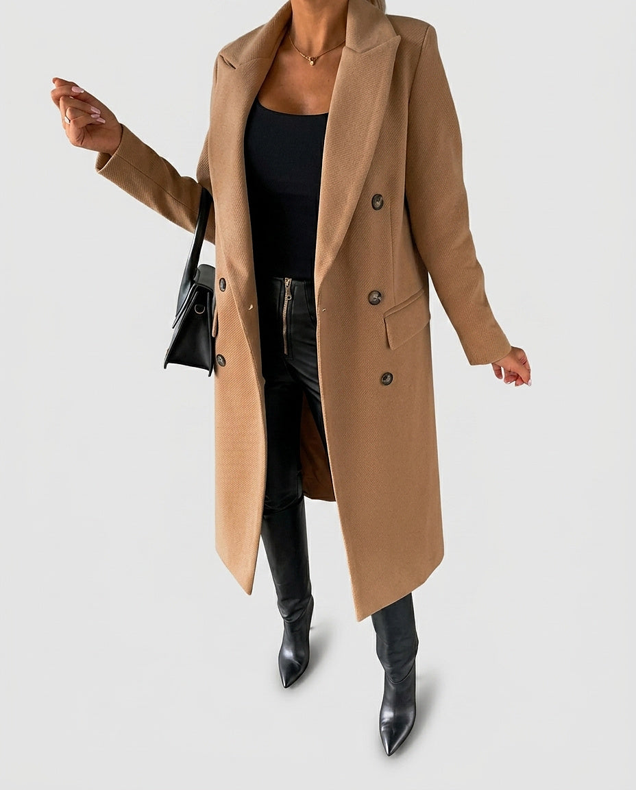 Women's Double-Breasted Coat - Front [Lystr 6a995dfc26ff0cdd9206e29b:front]