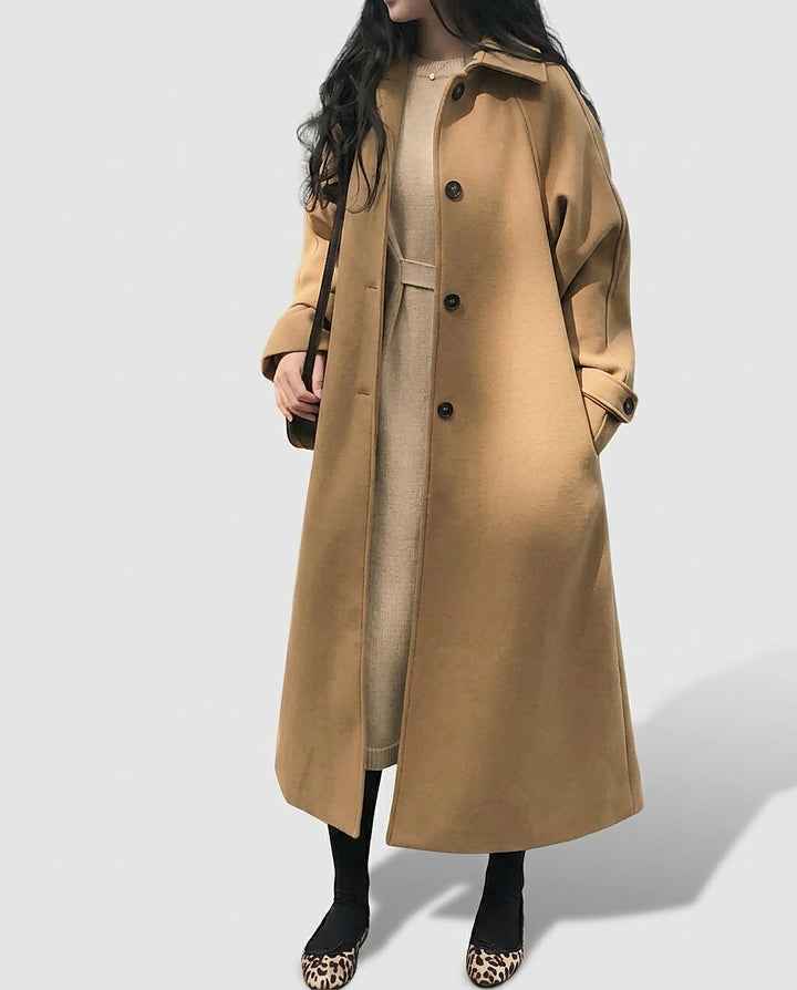 Women's coat with buttons and waistband - Front [Lystr 6a995e0026ff0cdd9206e29e:front]