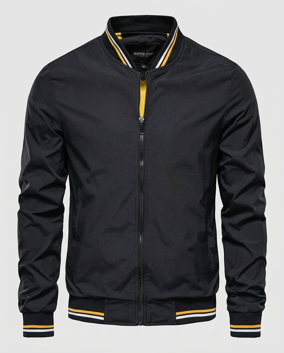 Men's Bomber Jacket with Stripes - Front [Lystr 6a995e2726ff0cdd9206e2b0:front]