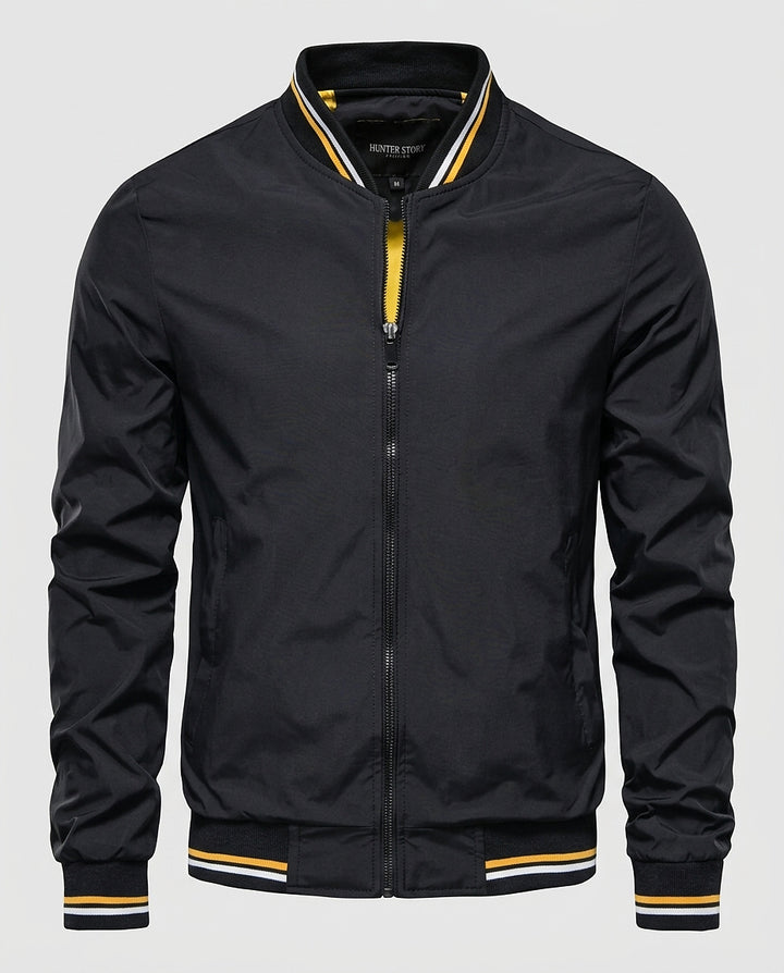 Men's Bomber Jacket with Stripes - Front [Lystr 6a995e2726ff0cdd9206e2b0:front]