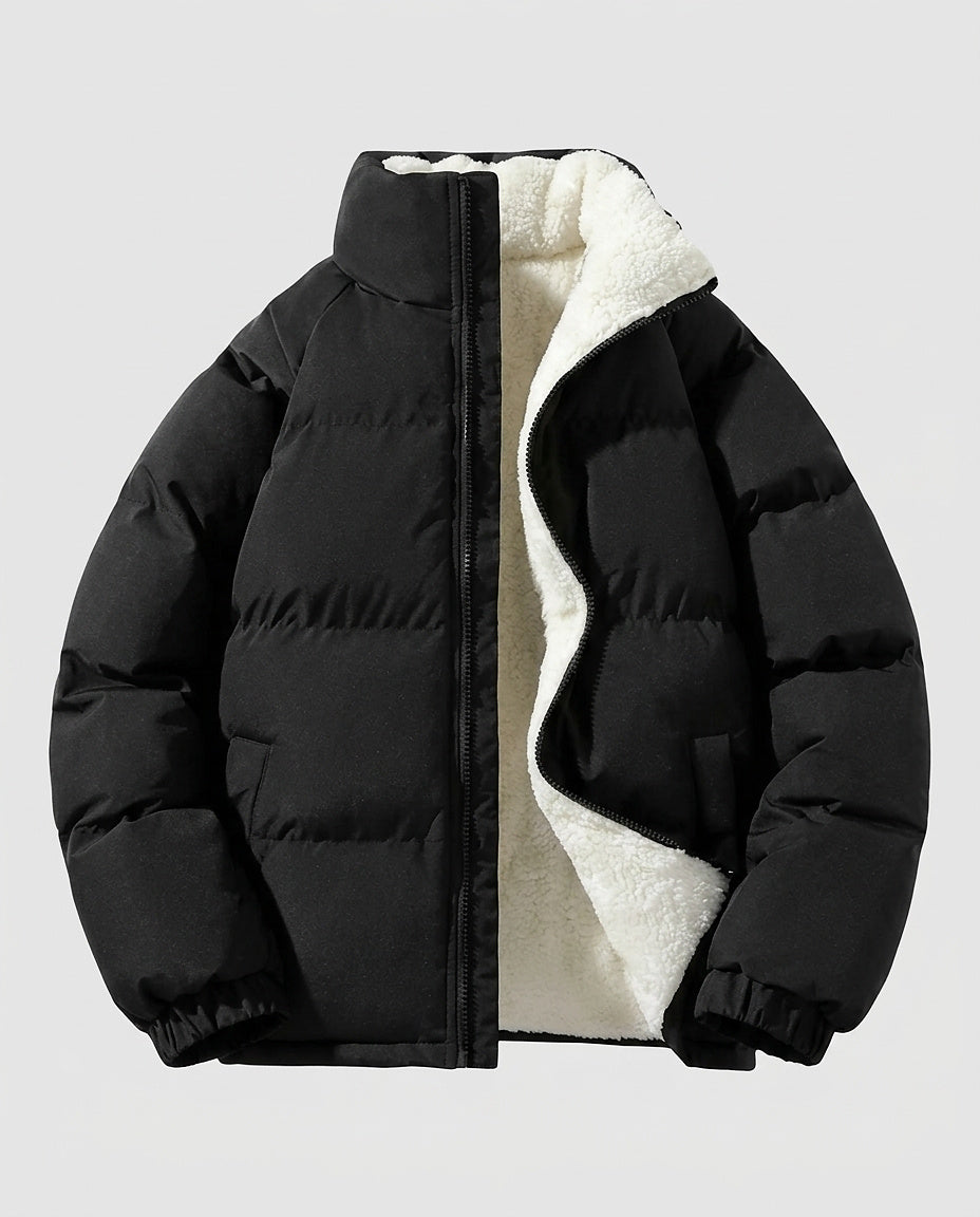 Men's Puffer Jacket with Stand-Up Collar - Front [Lystr 6a995fa6a67f50e1cd3c50b3:front]