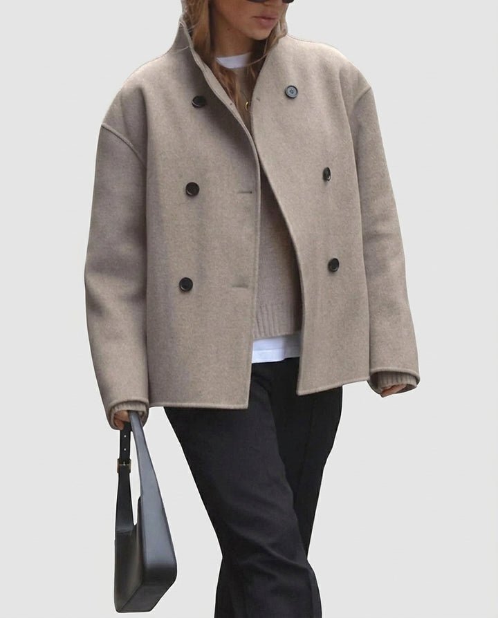 Women's Coat with Buttons and Stand-Up Collar - Front [Lystr 6a995fbda67f50e1cd3c50bf:front]