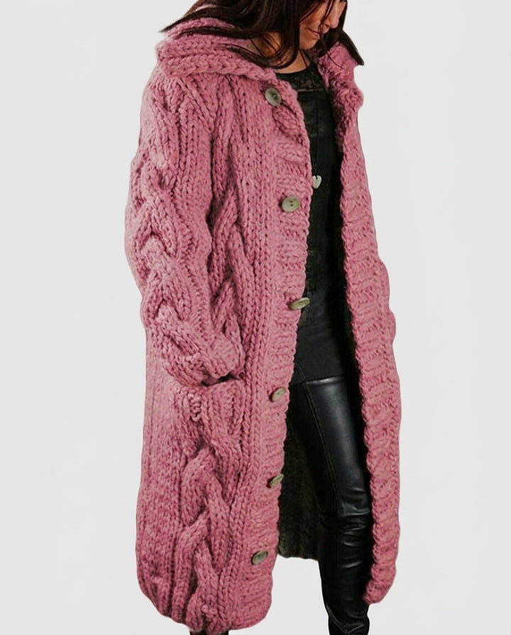 Women's Cable Knit Cardigan - Front [Lystr 6a995fe1a67f50e1cd3c50ce:front]
