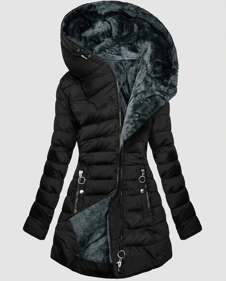 Women’s Puffer Jacket with Faux Fur Lining - Front [Lystr 6a9960b0a67f50e1cd3c50e9:front]