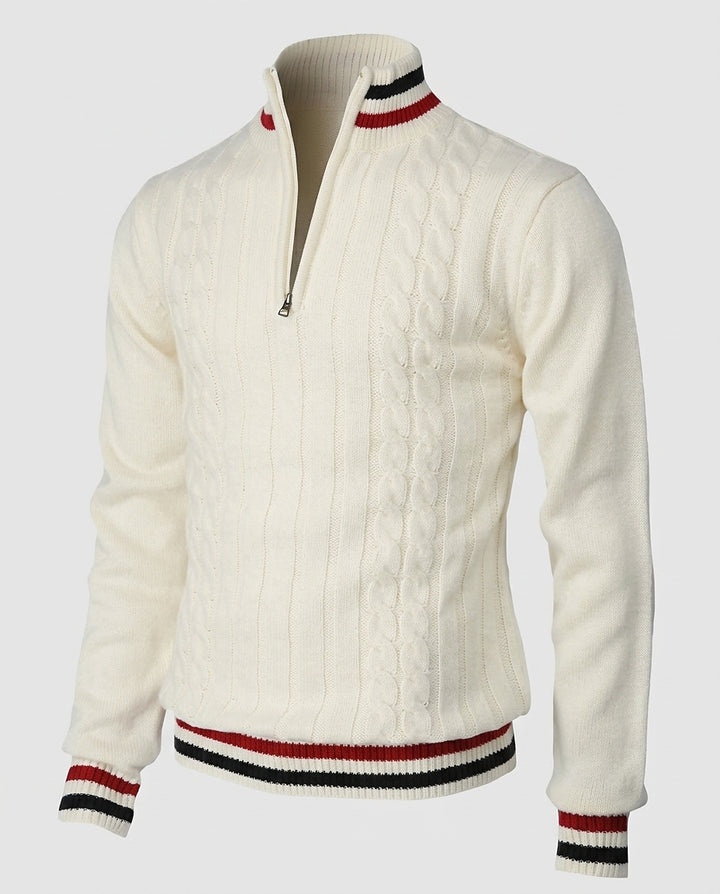 Men’s Cable Knit Sweater with High Collar - Front [Lystr 6a9960d8a67f50e1cd3c50fb:front]
