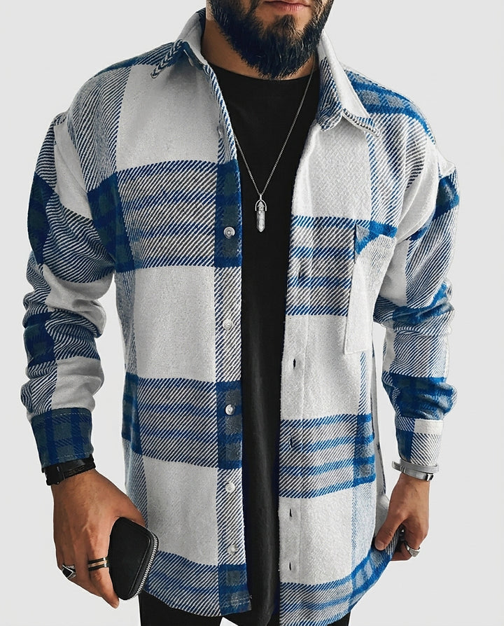 Men’s Plaid Shirt with Long Sleeves and Button Closure - Front [Lystr 6a99619b477266cd33aeb9c7:front]