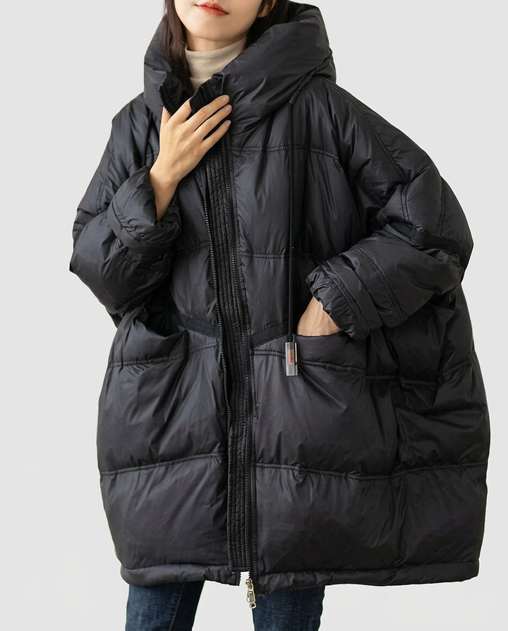 Women’s Quilted Puffer Jacket with Hood - Front [Lystr 6a9961a8477266cd33aeb9cd:front]