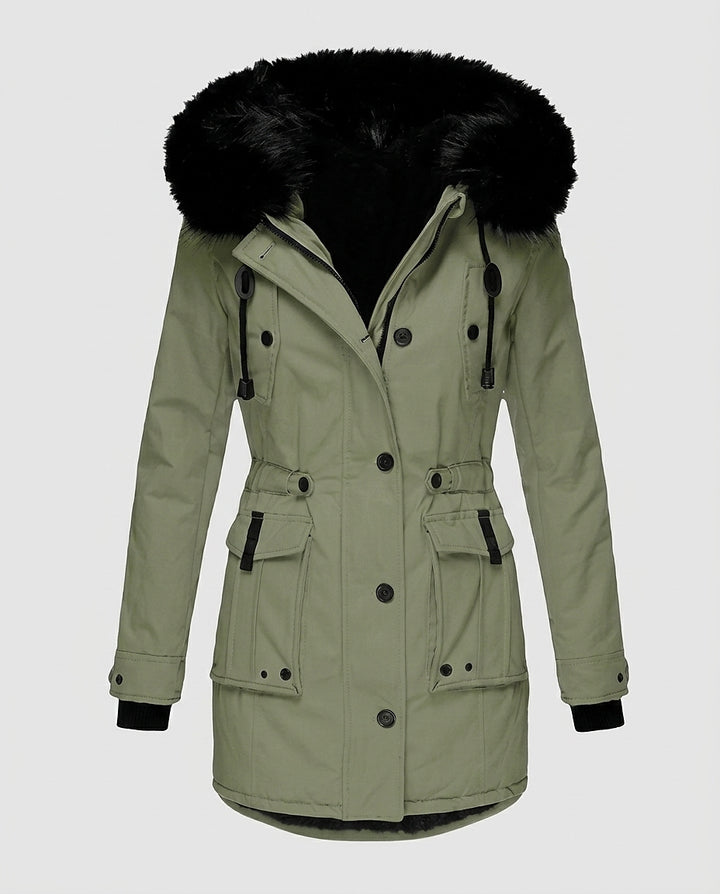 Women’s Jacket with Faux Fur Hood - Front [Lystr 6a99622646bf3abf3f49664e:front]