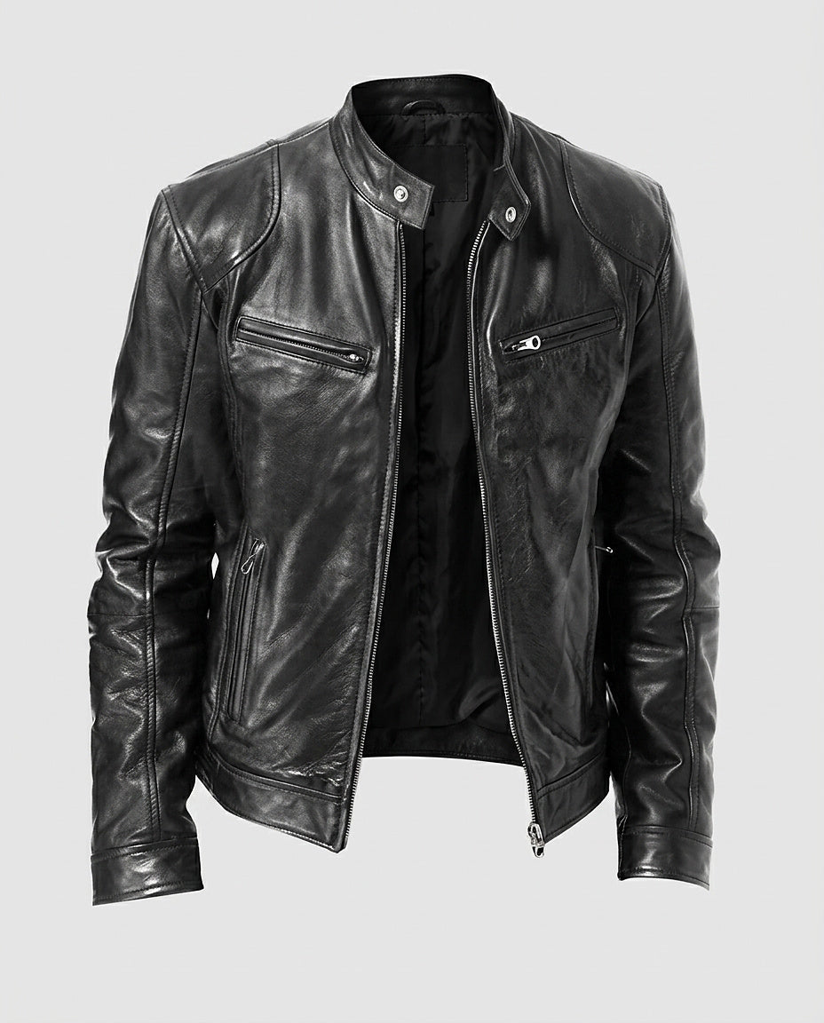 Men’s Jacket with Stand-Up Collar and Zipper - Front [Lystr 6a99623846bf3abf3f496657:front]