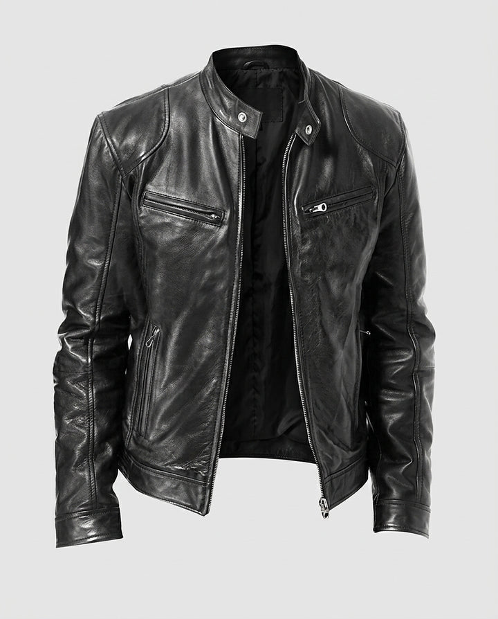 Men’s Jacket with Stand-Up Collar and Zipper - Front [Lystr 6a99623846bf3abf3f496657:front]