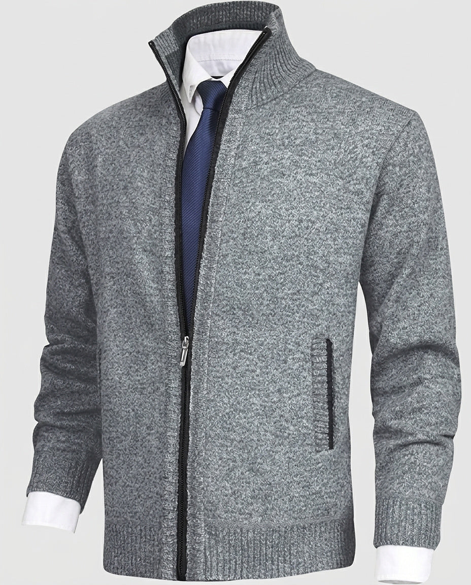 Men’s Knit Zip-Up Cardigan - Front [Lystr 6a99623d46bf3abf3f49665a:front]