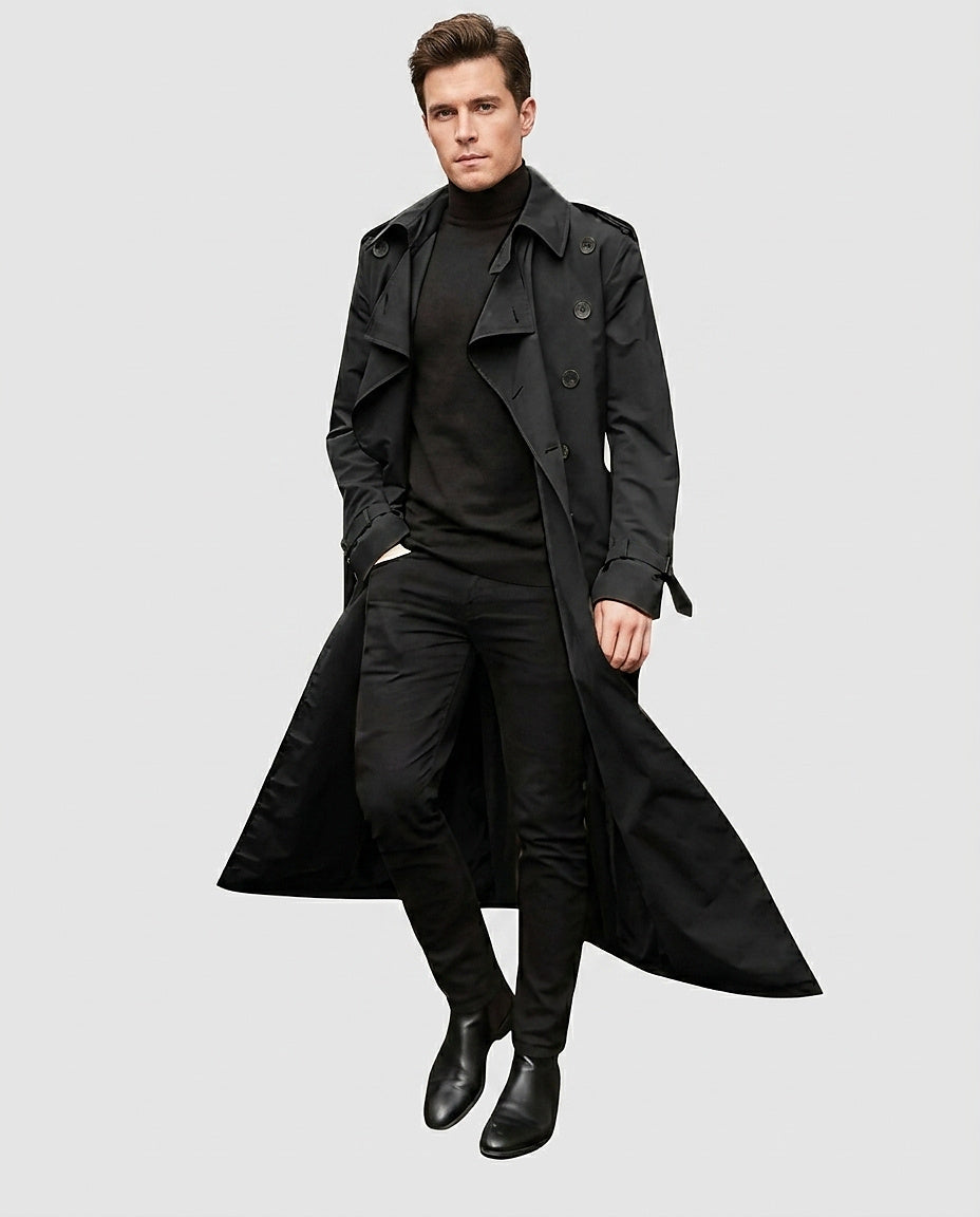 Men’s Long Trench Coat - Front [Lystr 6a99625d477266cd33aeb9e5:front]