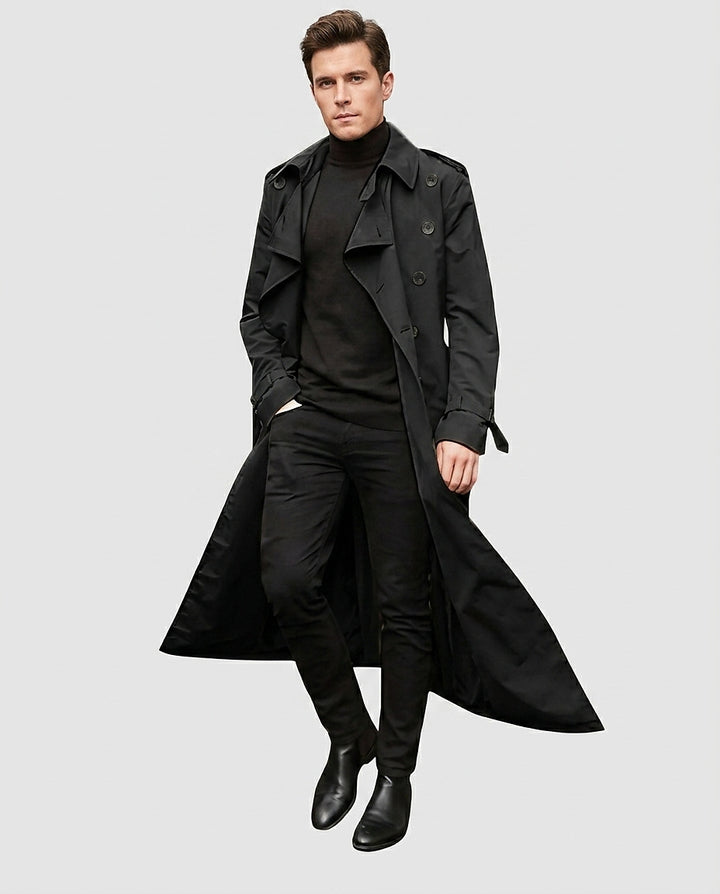 Men’s Long Trench Coat - Front [Lystr 6a99625d477266cd33aeb9e5:front]