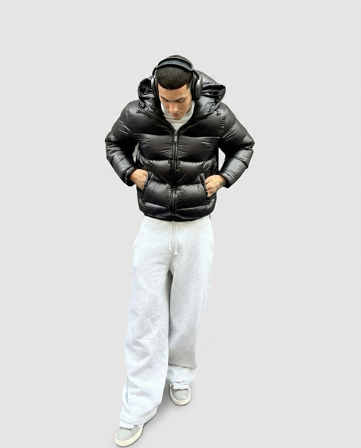 Men’s Hooded Puffer Jacket - Front [Lystr 6a996318477266cd33aeb9f7:front]