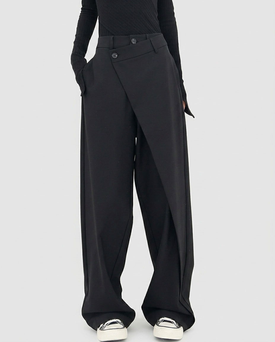 Women’s Wide-Leg Pants with Asymmetric Panel - Front [Lystr 6a99632c1dea861c94a5ac2d:front]