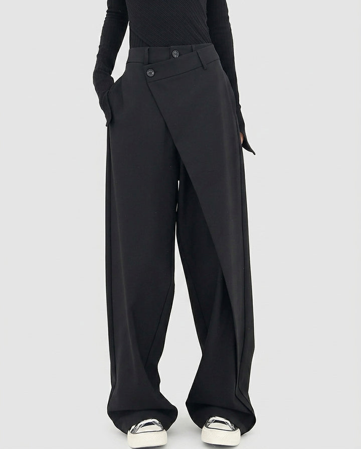 Women’s Wide-Leg Pants with Asymmetric Panel - Front [Lystr 6a99632c1dea861c94a5ac2d:front]