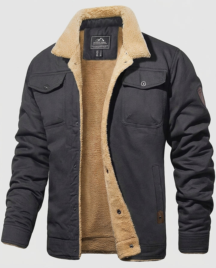 Men’s Jacket with Buttons and Textured Lining - Front [Lystr 6a99634c0020035c7f1d483e:front]