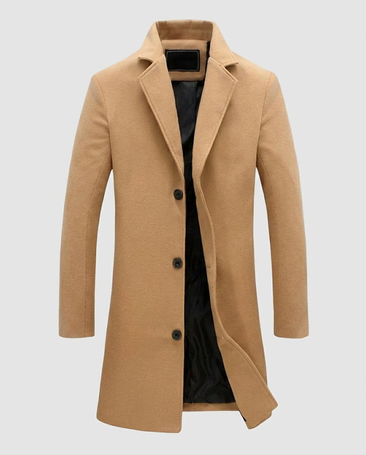 Men’s Long Coat with Notched Lapels - Front [Lystr 6a9963550020035c7f1d4844:front]