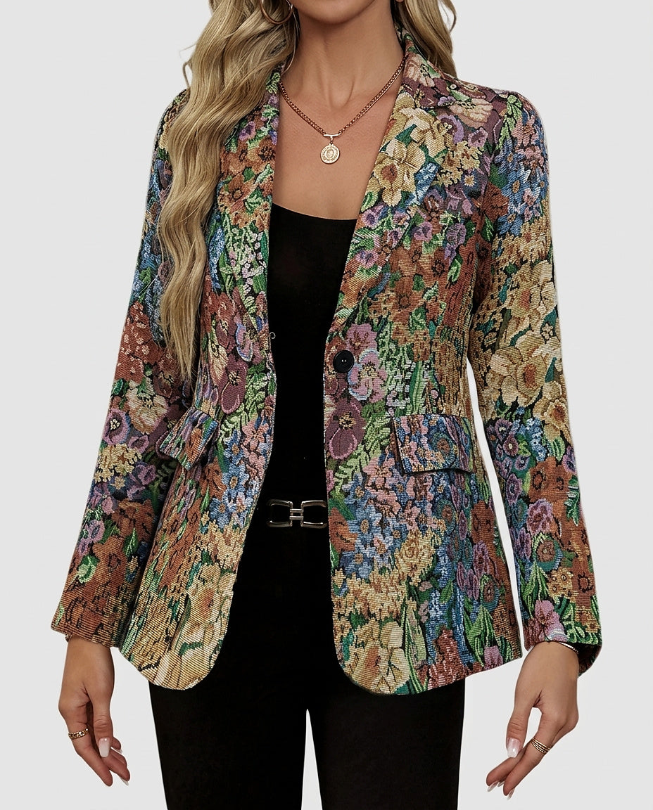 Women’s Floral Print Blazer - Front [Lystr 6a9964d60c146a178edd411c:front]