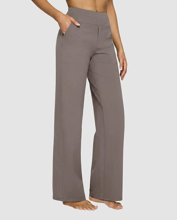 Women | Wide, high-waisted trousers with side and back pocket - Front [Lystr 6a99660e0c146a178edd413d:front]